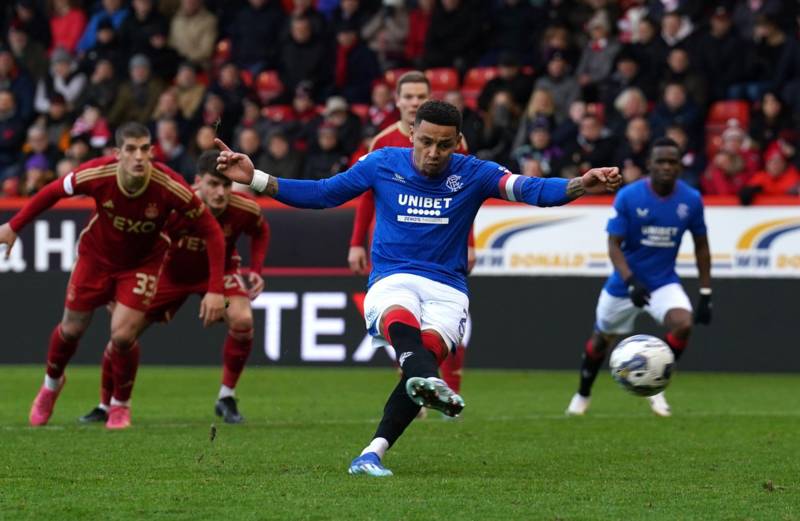 Rangers score injury-time penalty but miss chance to close gap on Celtic