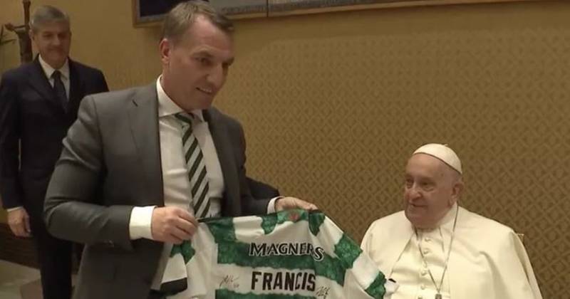 Celtic top presented to Pope Francis by Brendan Rodgers as Hoops squad visit Vatican