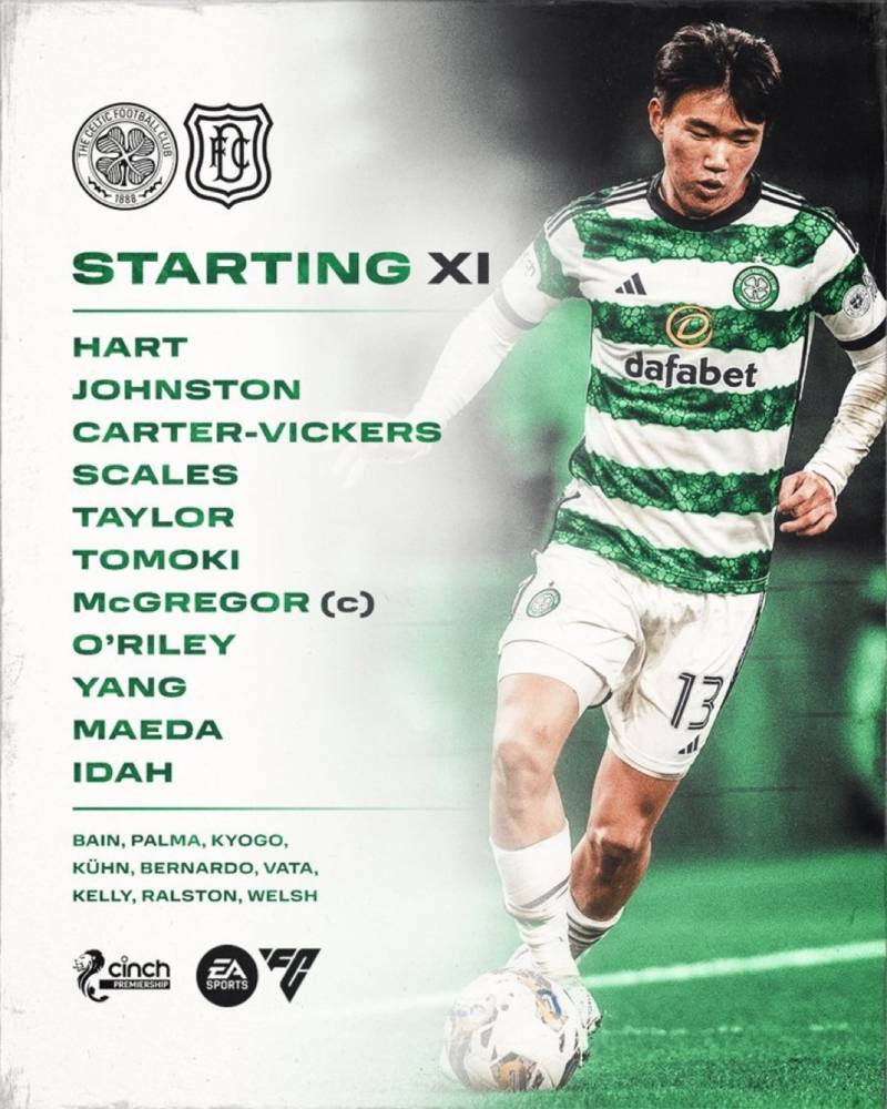 Celtic Team News – Three changes as CCV, Idah and Yang start