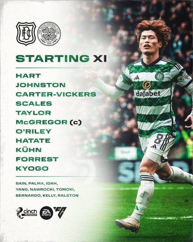 Team’s Up – James Forrest starts at Dens Park