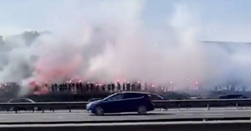 Rangers ultras in crackling M8 pyro display as diehards make presence felt amid Celtic lockout