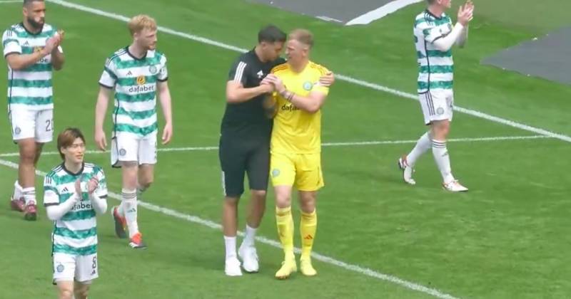 Unseen Joe Hart moment in Rangers celebration as departing Celtic hero earns emotional embrace from close pal