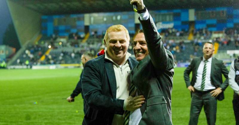 Brendan Rodgers drags Neil Lennon towards Celtic fans for roaring ovation in title celebrations