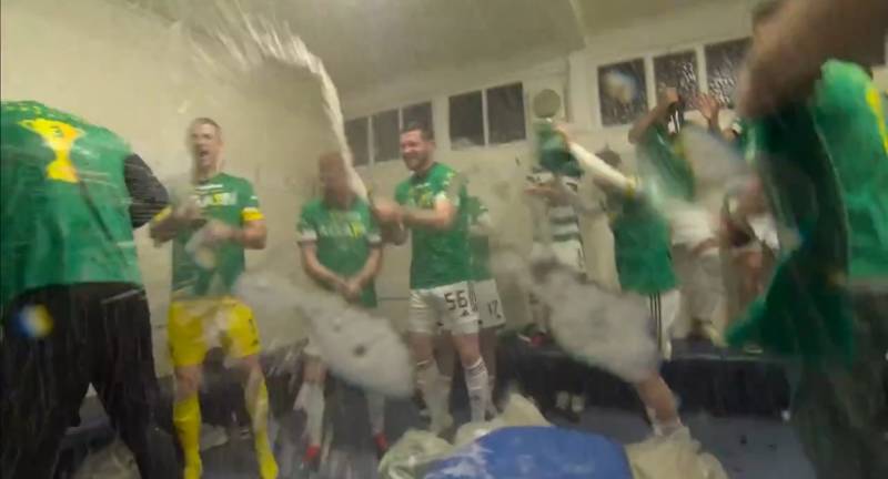 Video: Incredible scenes in Celtic dressing room after title win