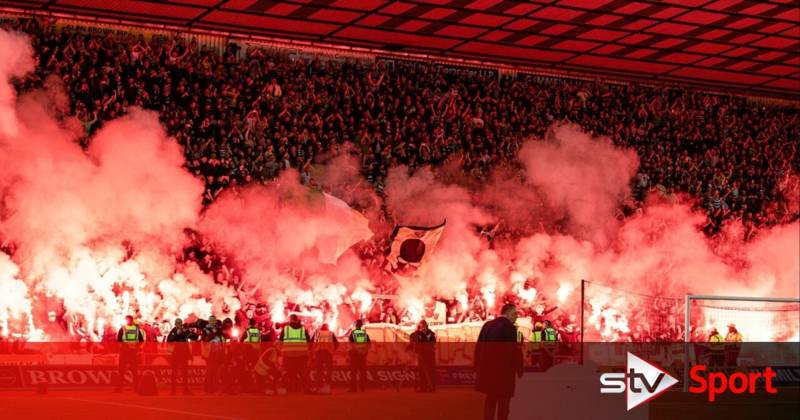 Sky Sports TV wires burned by Celtic fan pyro in Rugby Park title clincher