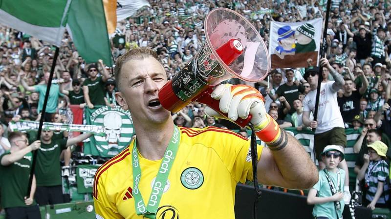 Celtic pay tribute to Joe Hart in the goalkeeper’s final home game ahead of retirement. as he takes to the microphone to thank ‘phenomenal’ supporters – before SANTA delivers the Premiership trophy!