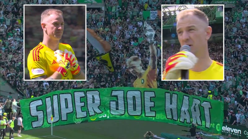 Emotional Joe Hart close to tears on last game at Celtic Park as fans pay tribute with incredible tifo