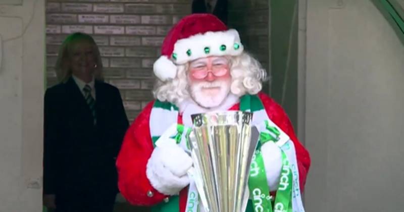 Santa presents Celtic stars with Premiership title on Trophy Day after Christmas boos