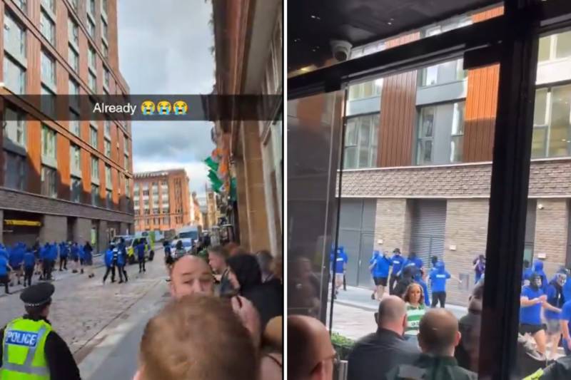 Rangers fans confront Celtic punters outside bar in Glasgow