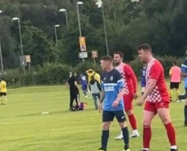 Former Celtic star pictured playing for amateur club and he scores a double