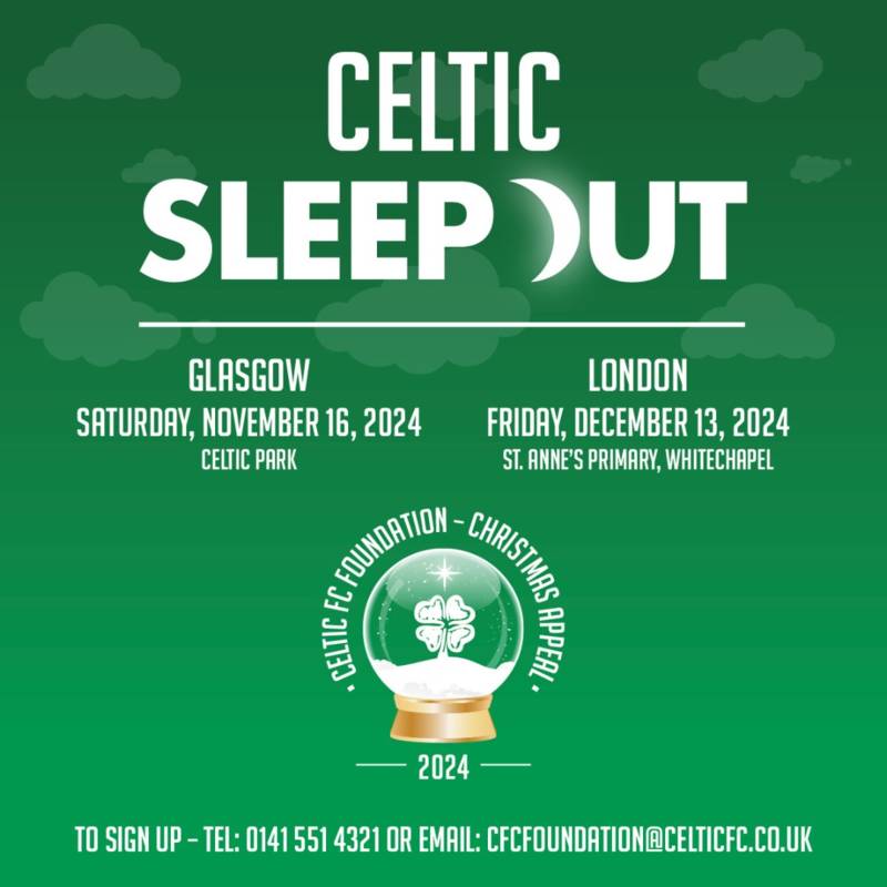 Celtic Sleep Out Events Set to Return to Celtic Park and St Anne’s in London for the 2024 Christmas Appeal