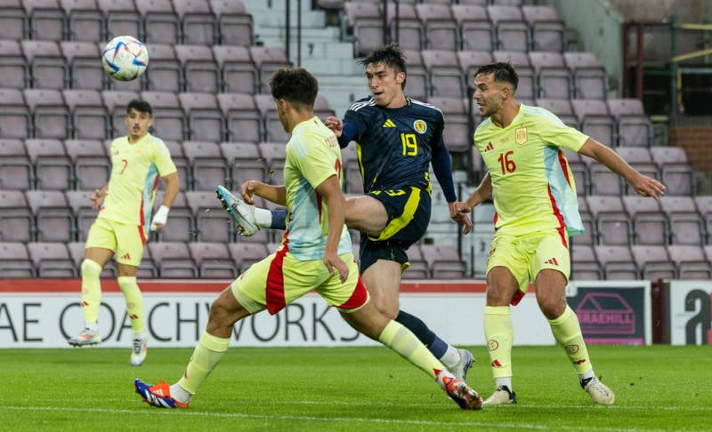 Dire Mebude on target and ex-Celtic kid makes debut as resolute Scotland Under-21s edged by Spain