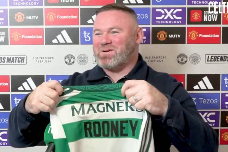 Man Utd legend Wayne Rooney presented with Celtic shirt as he admits transfer wish