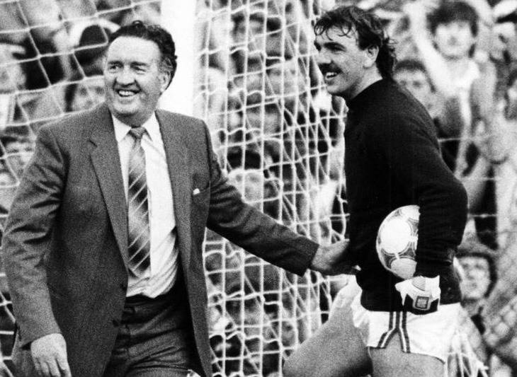 Jock Stein shared a laugh with Neville Southall on that fateful day in Cardiff