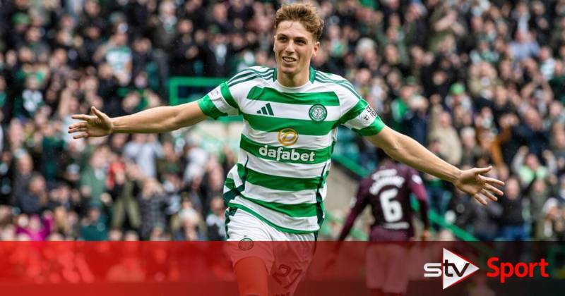 Arne Engels scores first Celtic goal as league leaders beat Hearts to maintain perfect start