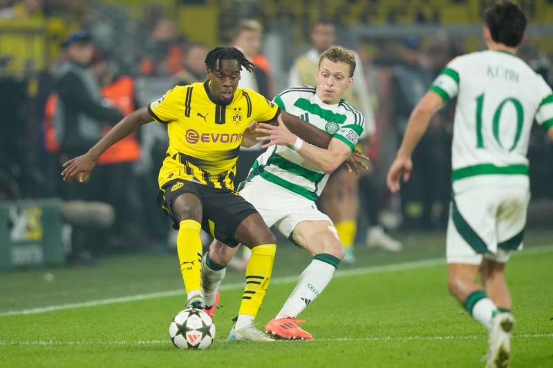 Borussia Dortmund’s Jamie Gittens shares what surprised him about Celtic’s Signal Iduna Park performance