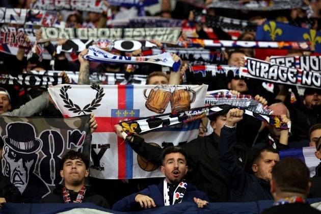 Photo: Lyon fans taunt Ibrox with iconic Celtic celebration