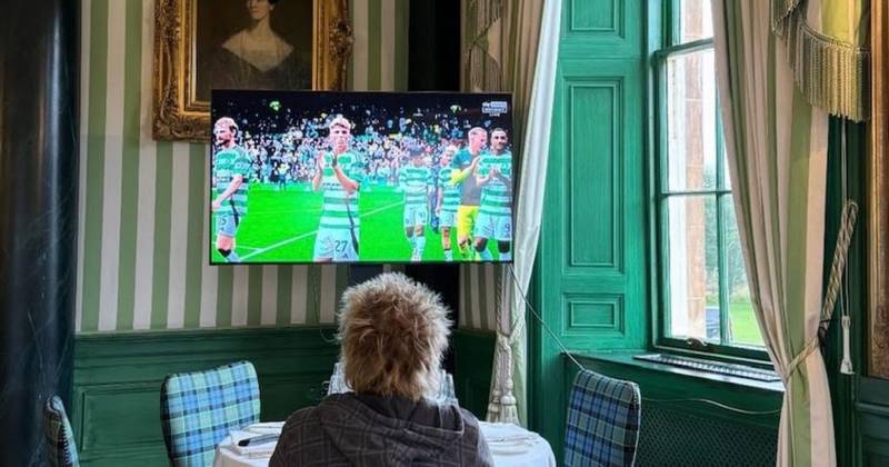 Rod Stewart cheers on Celtic in green and white room at swanky Loch Lomond golf club