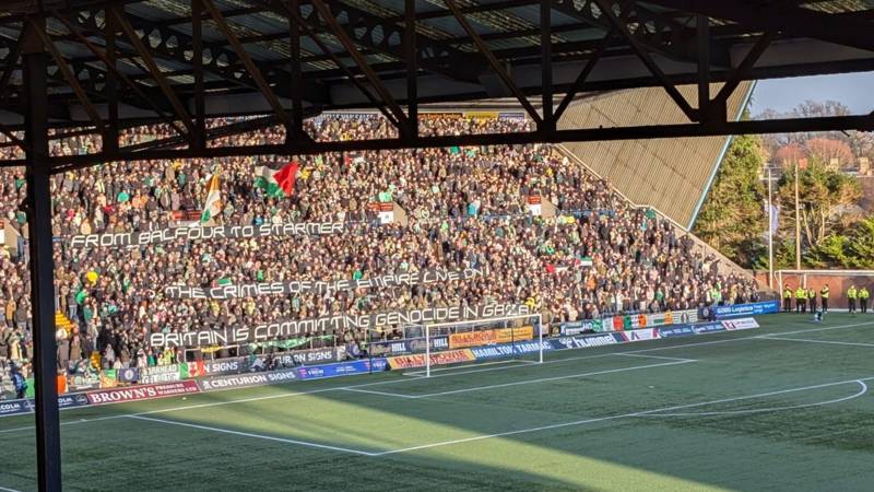 Celtic fans protest during minute’s silence at Rugby Park