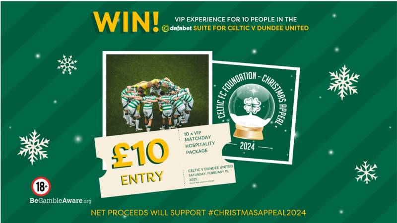 Win a VIP experience for 10 people in the Dafabet suite for Celtic v Dundee United