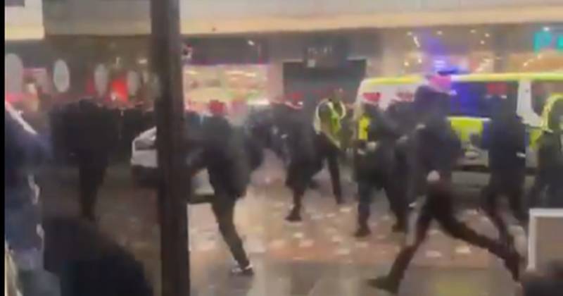 Celtic and Rangers fans clash in Glasgow city centre ahead of cup final