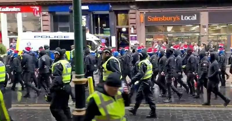 Celtic and Rangers fans in violent clashes in Glasgow city centre as Christmas shoppers hide