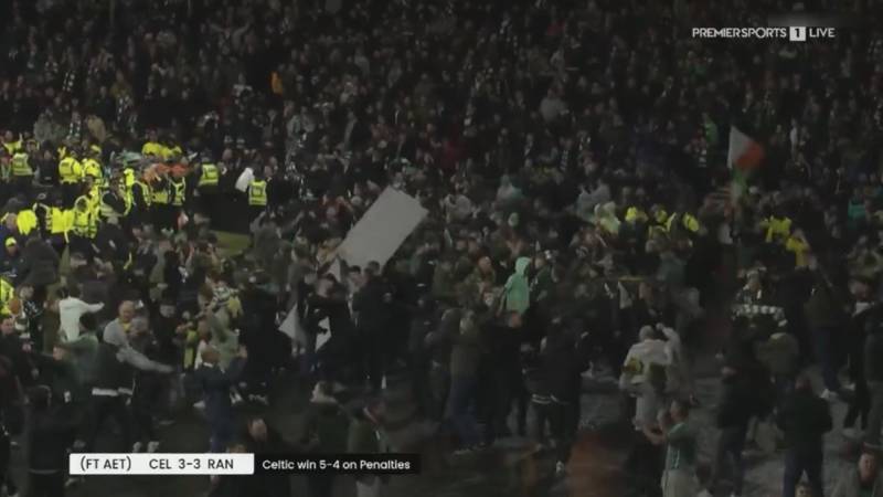 Jubilant Celtic fans storm Hampden track as trophy presentation delayed