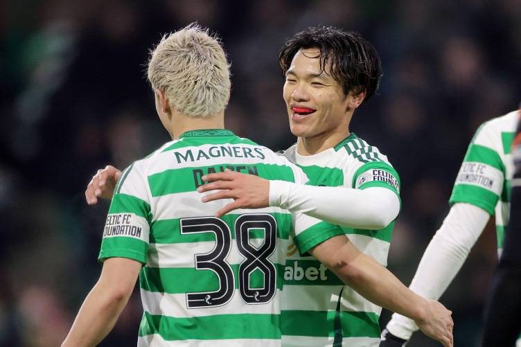 Daizen Maeda and Reo Hatate on target as leaders Celtic see off Dundee United