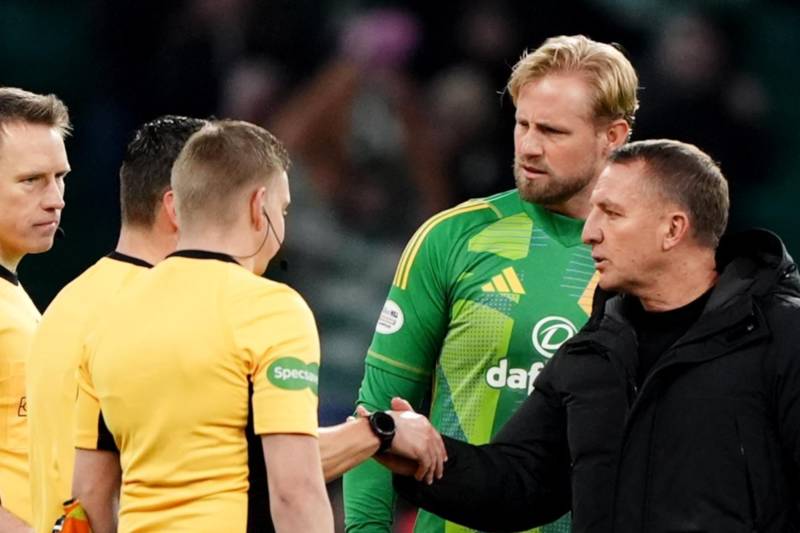 Unseen moment furious Schmeichel confronts ref after Celtic win as Rodgers steps in