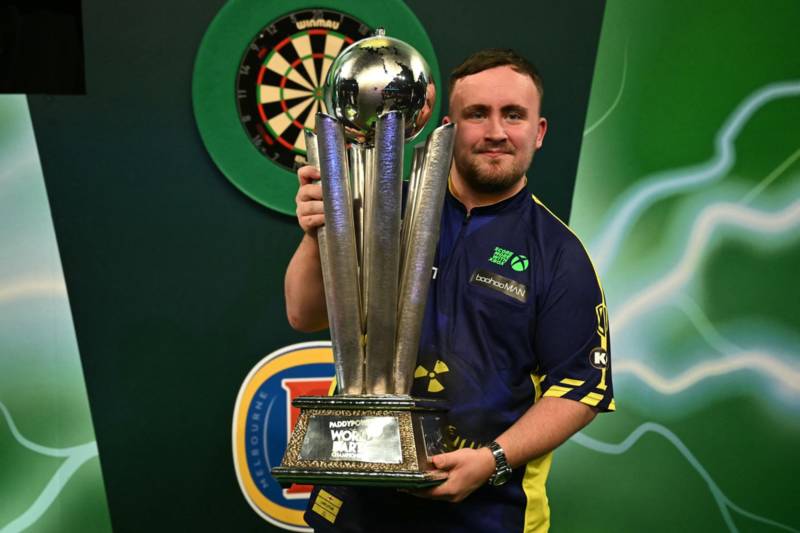 ‘Great champion’ – Celtic hero pictured with PDC World Darts title holder Luke Littler