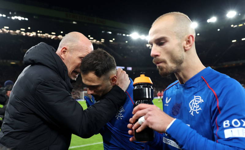 Prize guy Clement lifts the Nearly Won At Old Trafford Trophy