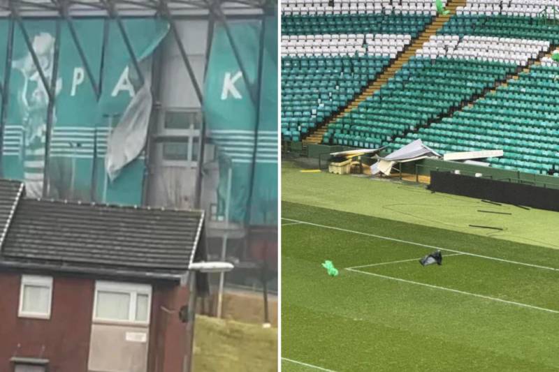 Storm Éowyn hits Celtic Park as damage to stadium laid bare in pictures