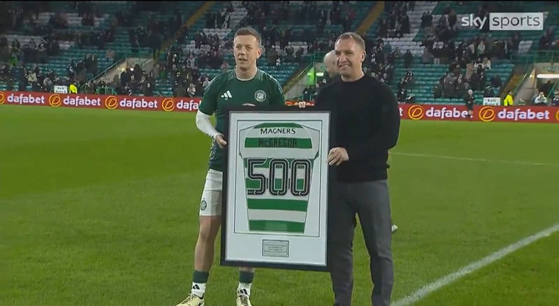 Watch as Callum McGregor is presented with special Celtic shirt before Dundee clash