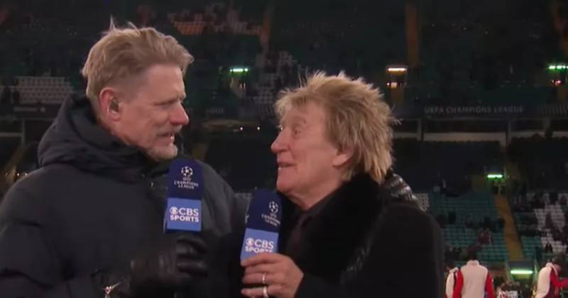 Celtic superfan Rod Stewart leaves fans in stitches on pitch as he sings and dances