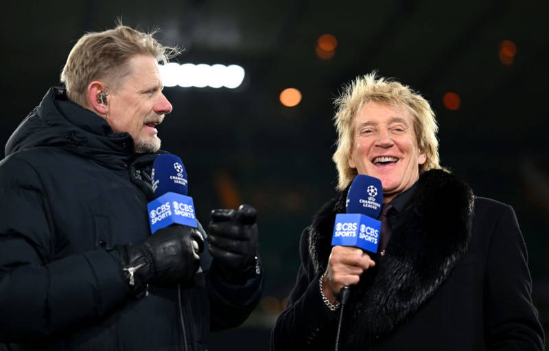 Meet the Schmeichels- Kasper and Peter with Harry Kane and Micah Richards after Celtic lost to Bayern Munich