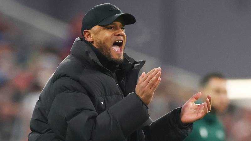 Watch the hilarious moment Vincent Kompany slips on the pitch while trying to retrieve a ball during Bayern Munich’s dramatic win over Celtic