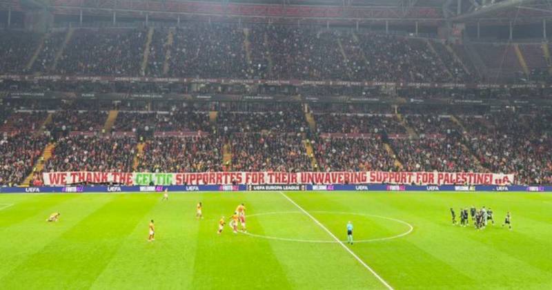 Celtic fans thanked by Galatasaray counterparts with huge banner for their support of Palestine