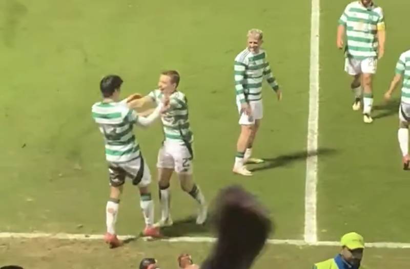 Watch unseen moment Celtic players joke with Yang after second goal vs St Mirren