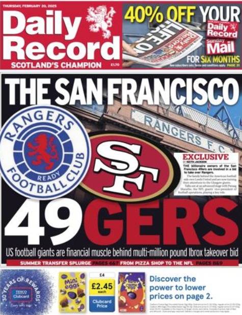 Close to 50% control- Desperate Record claims Ibrox takeover is almost complete!