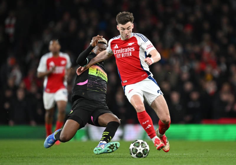 Kieran Tierney victim of ‘naughty’ tackle as Celtic-bound star handed rare Arsenal start in unfamiliar role