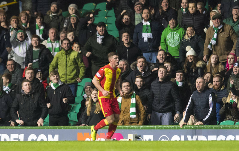 Partick Thistle’s Gary Fraser apologises for striking Celtic fan with ball in ‘moment of madness’