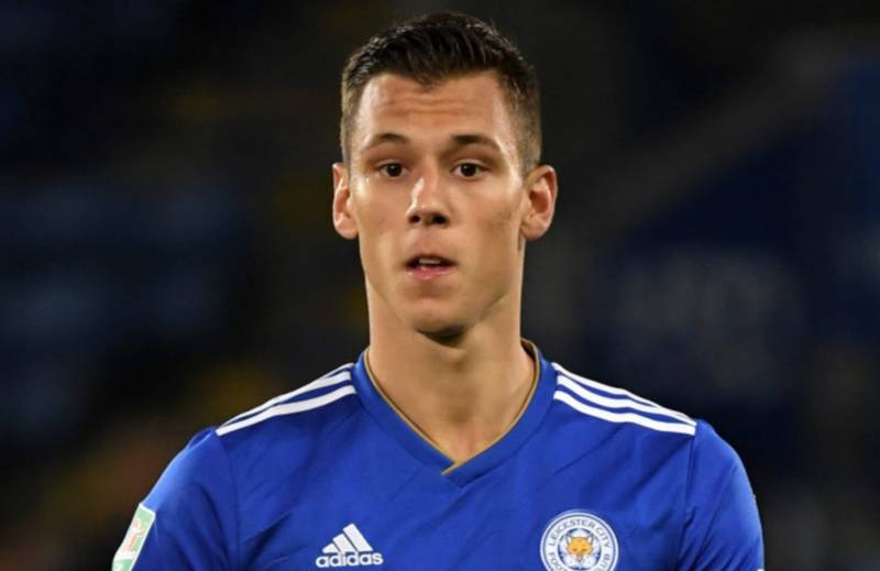 Leicester’s Filip Benkovic Pictured at Celtic Park Watching Suduva Game