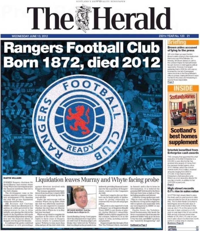 The Herald goes mainstream over Ibrox cash crisis