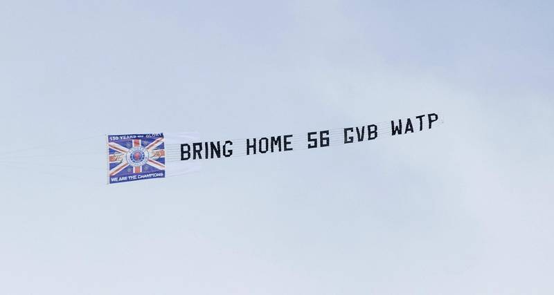 Rangers fans fly plane over Ibrox during Celtic clash with pointed message