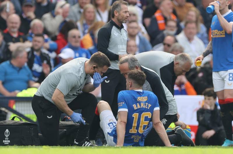 Aaron Ramsey: Rangers fearful over midfielder’s injury – ‘it didn’t look good’