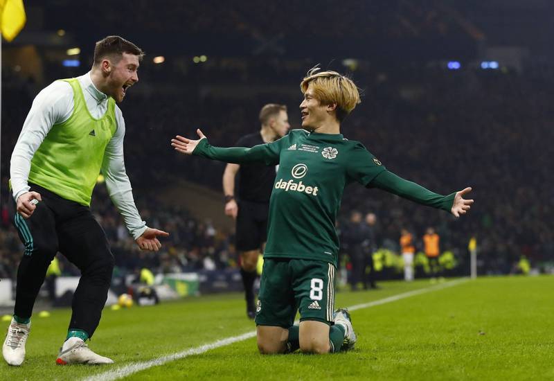 Fancam: Watch Kyogo take on the Kieran Tierney role in Celtic celebrations