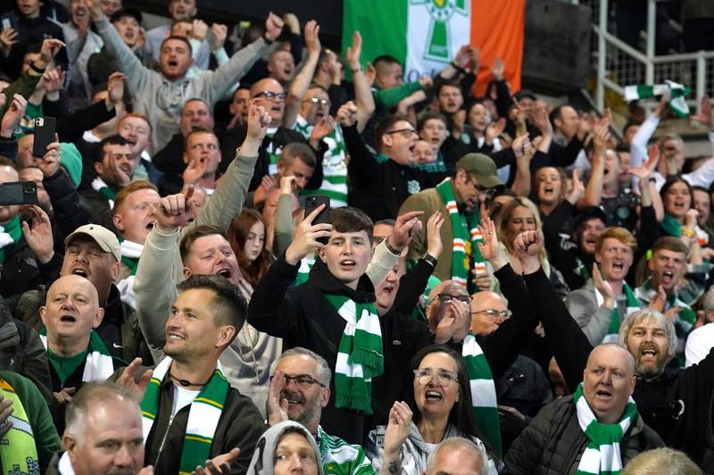 Celtic fans celebrate outside Celtic Park as their side clinch title