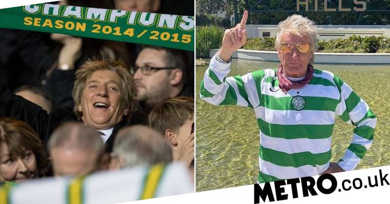 Sir Rod Stewart dons Celtic kit to celebrate club’s Premiership title win: ‘Champions again!’