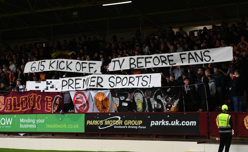 ‘TV before fans’ – Motherwell fans protest banner aimed at kick-off time of Celtic Premier Sports Cup clash