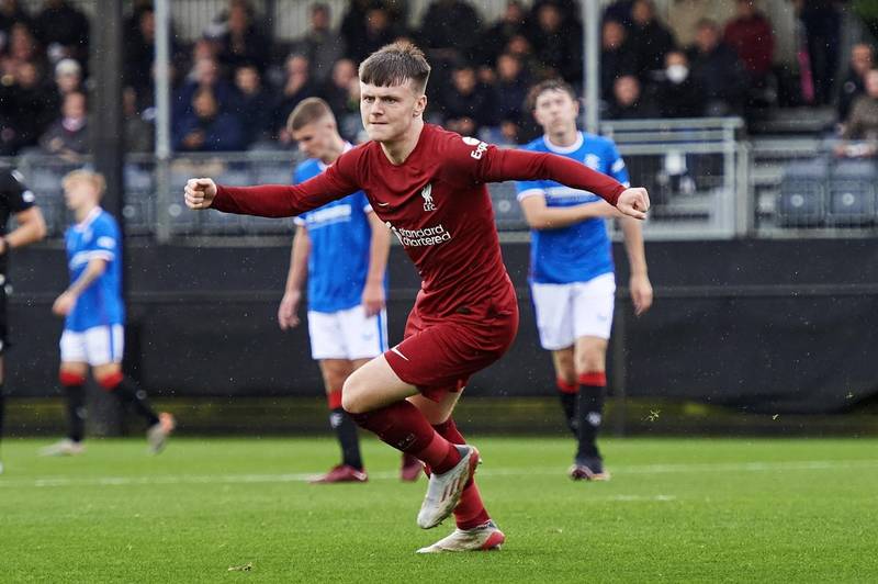 Watch as impressive former Celtic starlet Ben Doak enjoys scoring for Liverpool against Rangers in UEFA Youth League